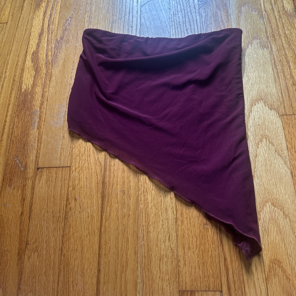 Edikted Burgundy Asymmetrical Crop Top